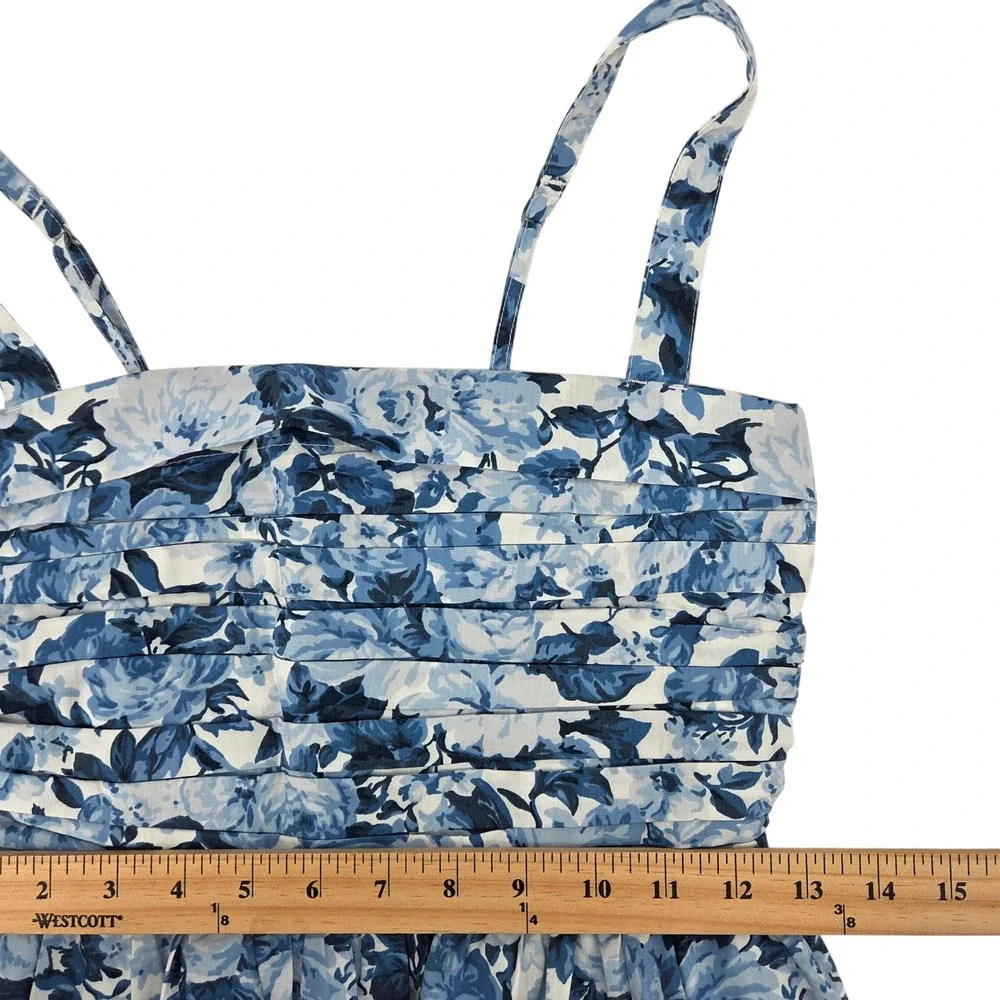 Abercrombie & Fitch Emerson Poplin Midi Dress Blue Floral SP Cottagecore